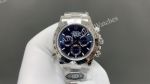 Clean Factory Rolex Daytona 40mm 7750 Movement Blue Face SS Band Watch